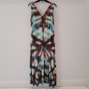 Young Fabulous Broke YFB womens Delphine Chiffon Tie Dye Long Maxi Dress size XS